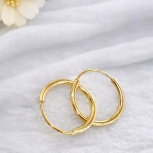 Mini Hoop Earrings 8mm Unisex Kids 10K Mexican Gold